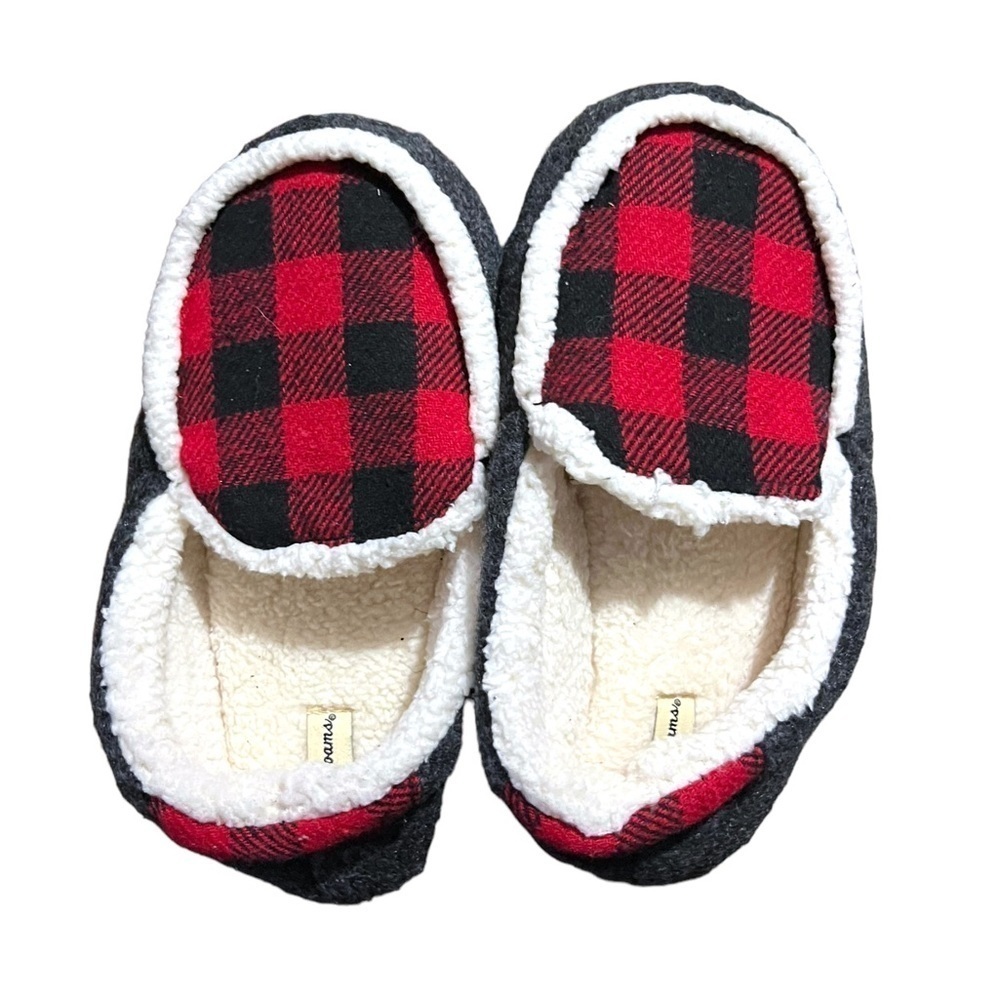 NWT Kids DEARFOAMS Hunter Felted Microwool Moccasin Slipper Buffalo Plaid 2/3